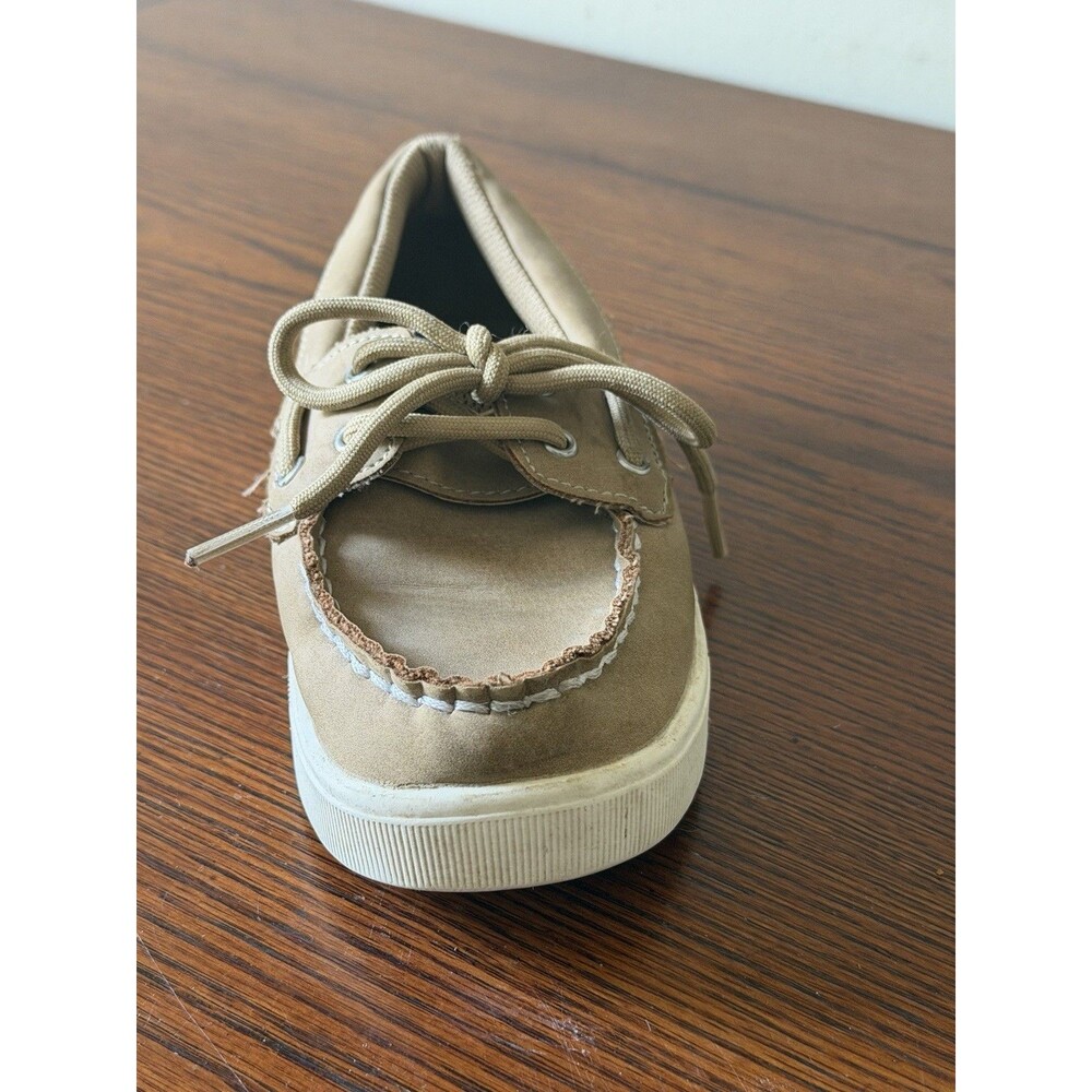 Sperry Top Sider Kids Boat Shoes Tan Leather Lace Up Size 1 M - Picture 9 of 10